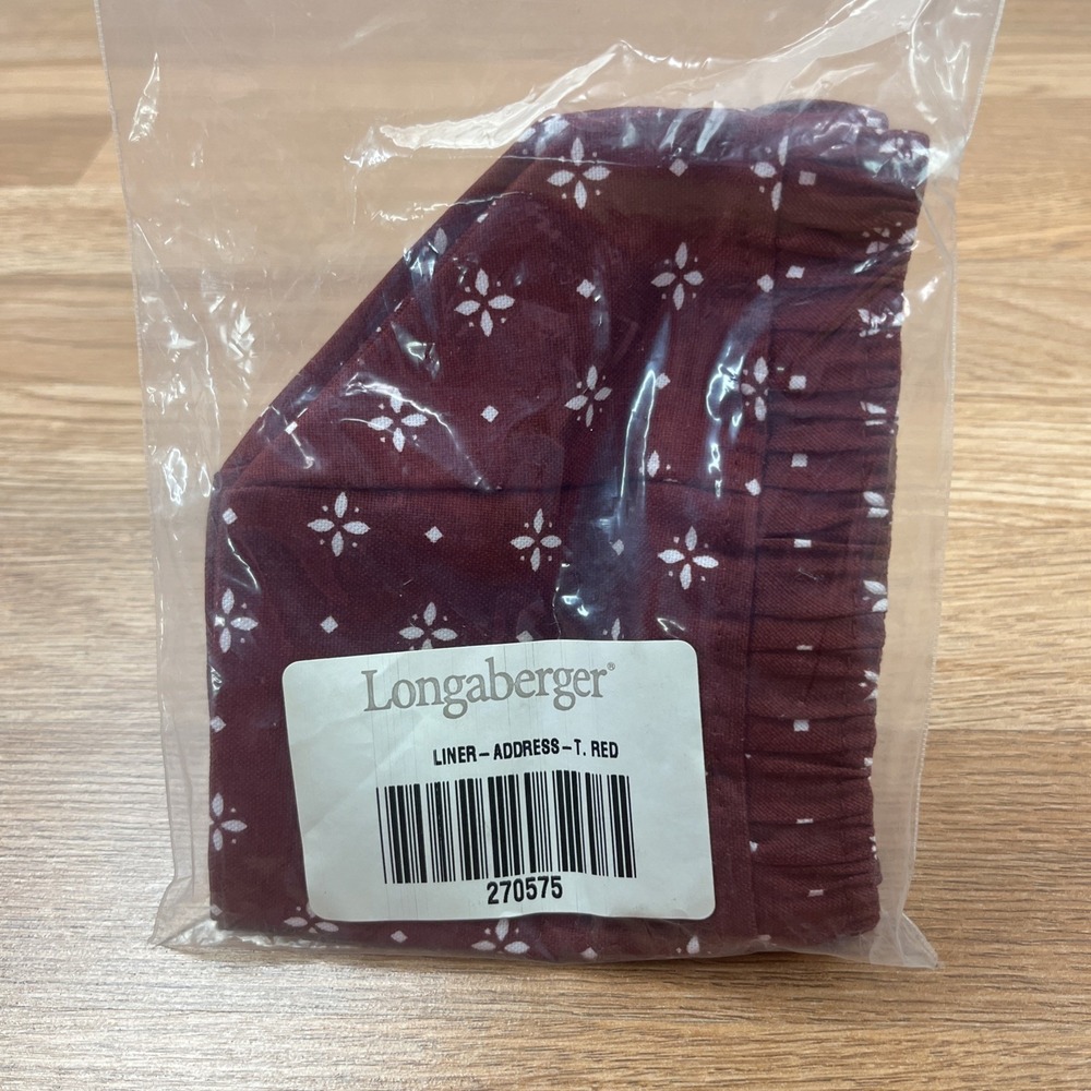 Longaberger Fabric Liner For Address Basket in Traditional Red 270575 NEW